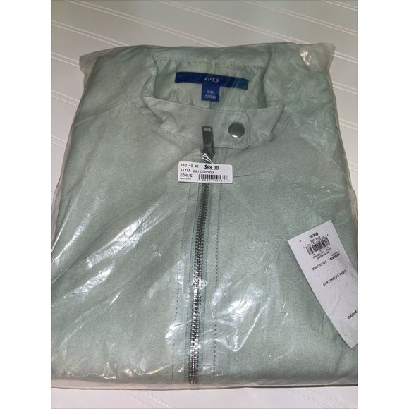 Women's Apt. 9 Long Sleeve Moto Jacket in Pearberry Green Size XXL Retail $68 - Picture 4 of 8